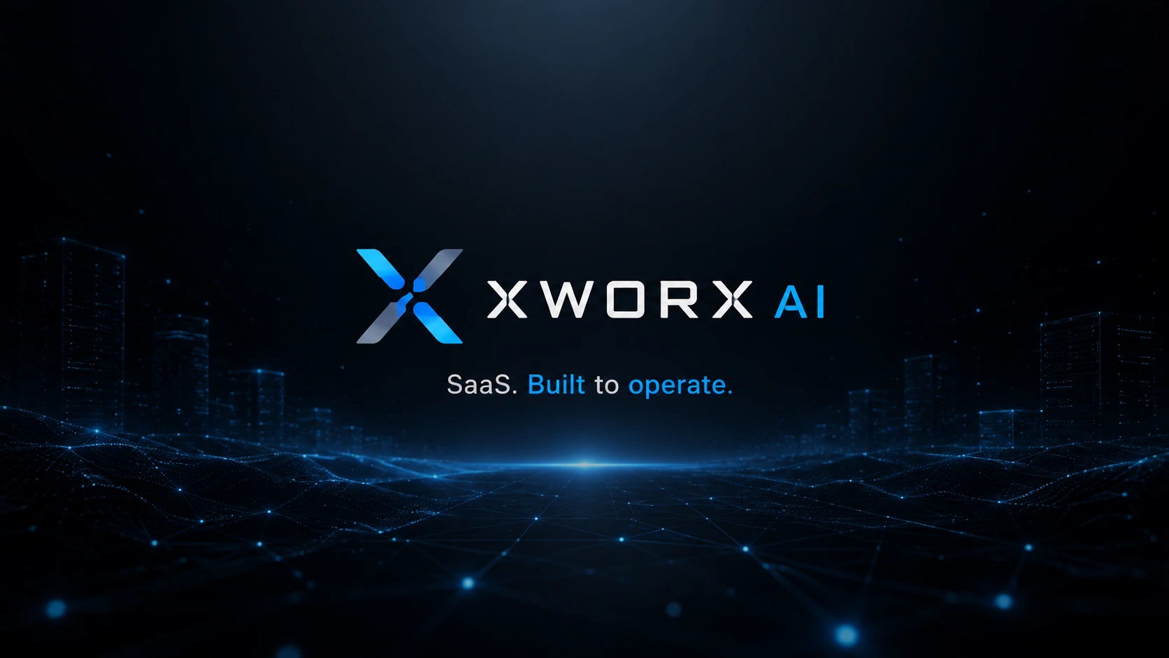 Dark branded digital landscape artwork representing the XWorx AI platform